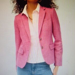 J. Crew Herringbone wool-blend schoolboy blazer in wool blend pink NWOT